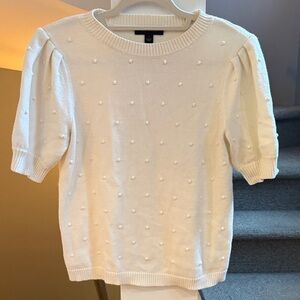 Ann Taylor Cream Textured Knit Sweater